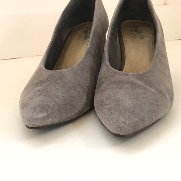 SEYCHELLES Chunky Heel Suede Pointed Toe Heels Gray Women’s Size 9 - Picture 6 of 16